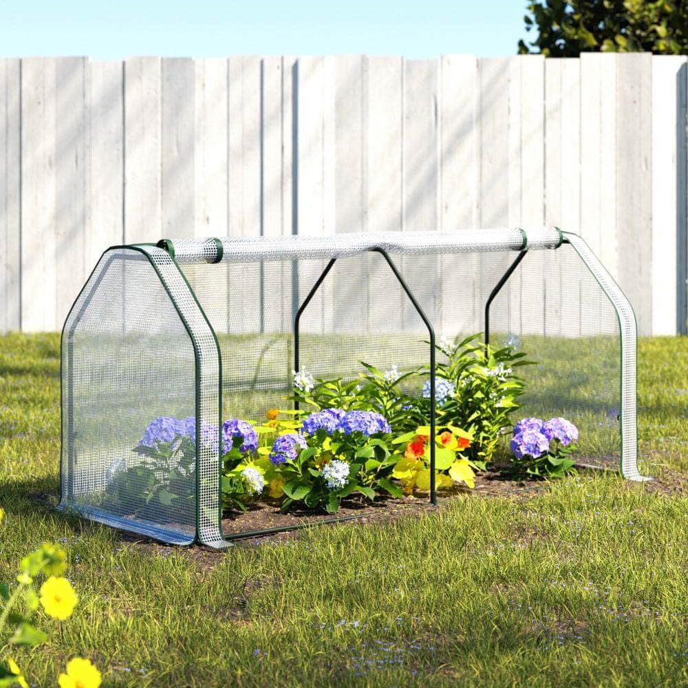 Mini Greenhouse PE Cover Green House Roll-Up Zippered Door 1.2x0.5x0.6M