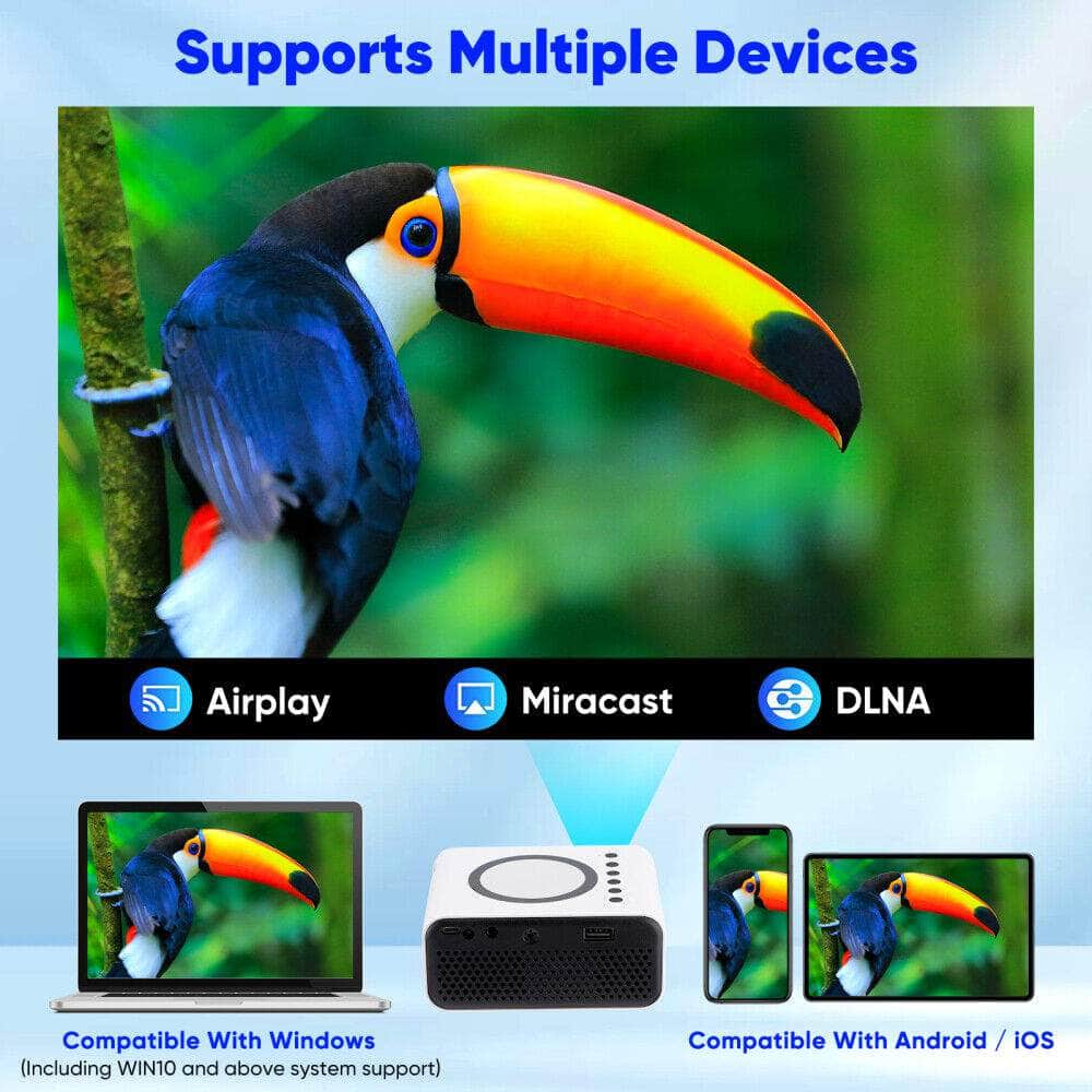 Mini Portable Smart Projector Hd 1080P Android Wifi Bluetooth Home Theater New