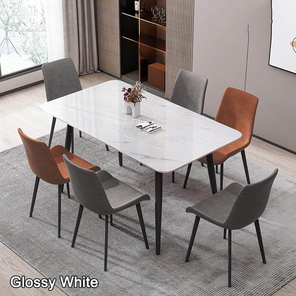 Minimal List Dining Chairs Pu Retro Chair Cafe Kitchen Modern Metal Legs X 2 Brown