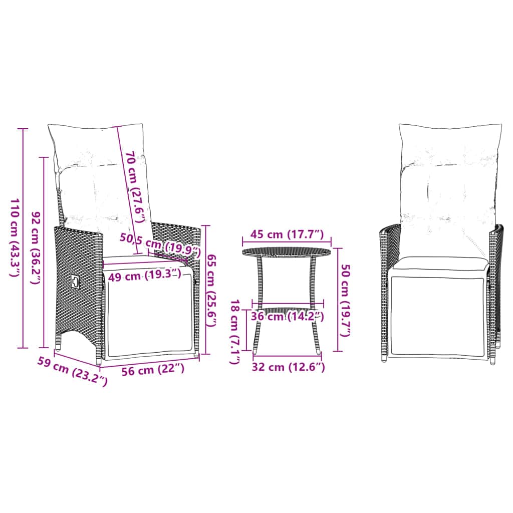 Minimalist 3 Piece Bistro Set with Garden Gathering Evening