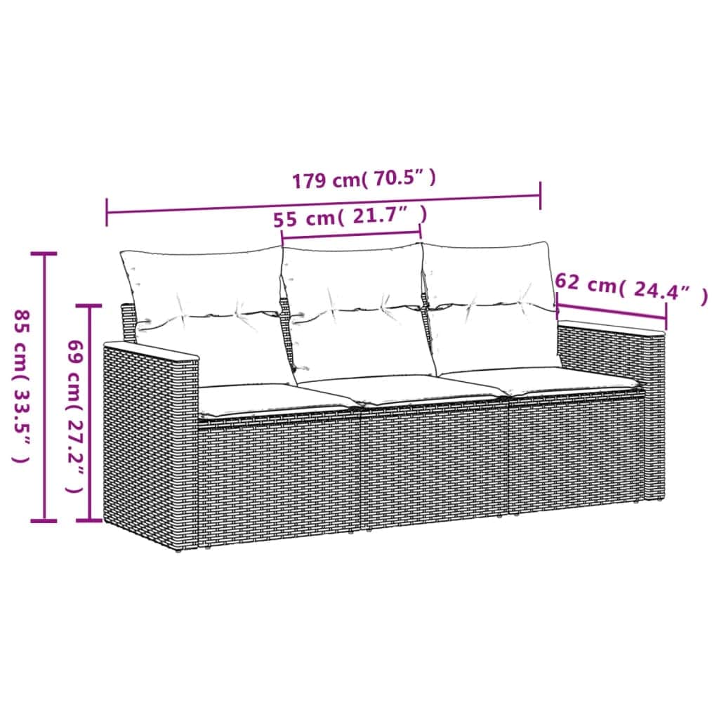 Minimalist 3 Piece Garden Sofa Set Relaxing Seating Urban Style