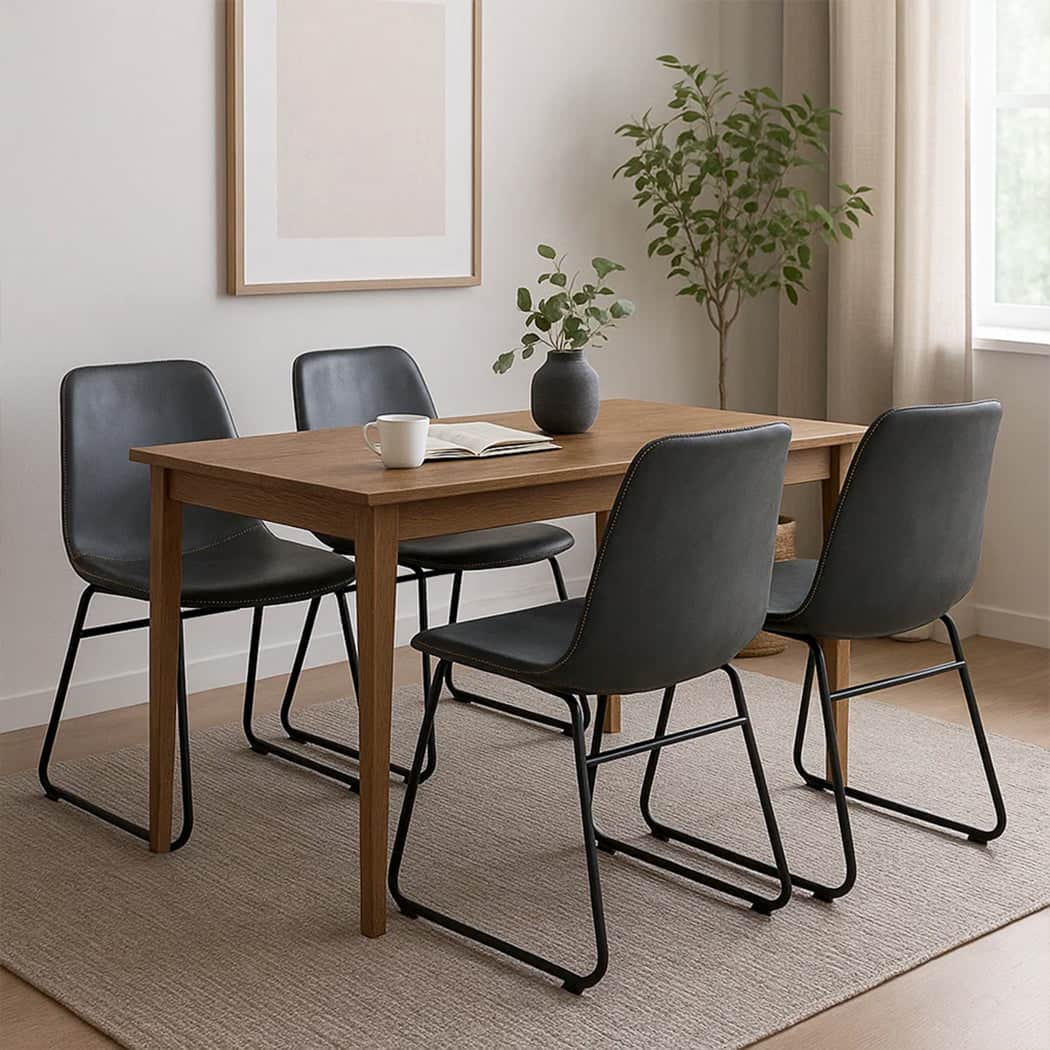 Minimalist 4x Dining Chairs Kitchen Table  Wood Finish Classic