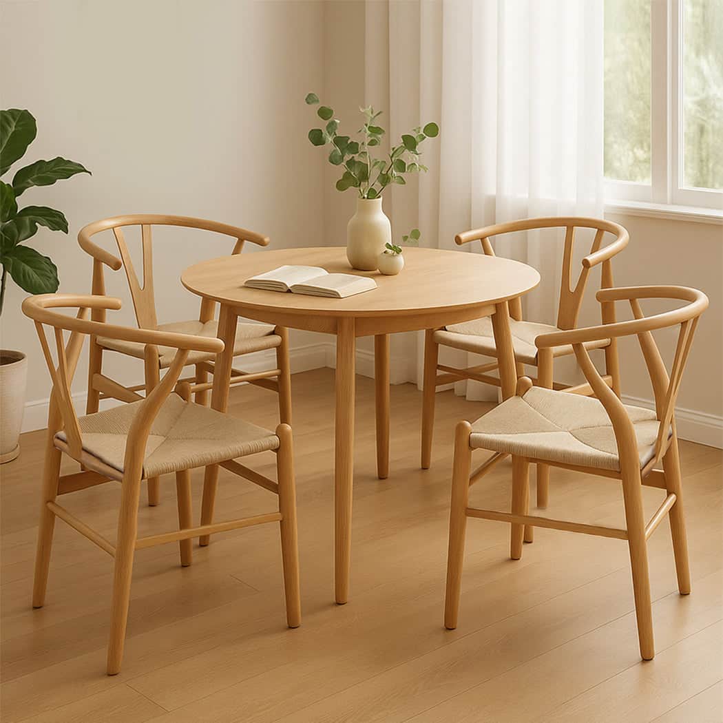 Minimalist 4x Dining Chairs Wooden Hans  Comfortable Design