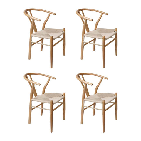Minimalist 4x Dining Chairs Wooden Hans  Comfortable Design