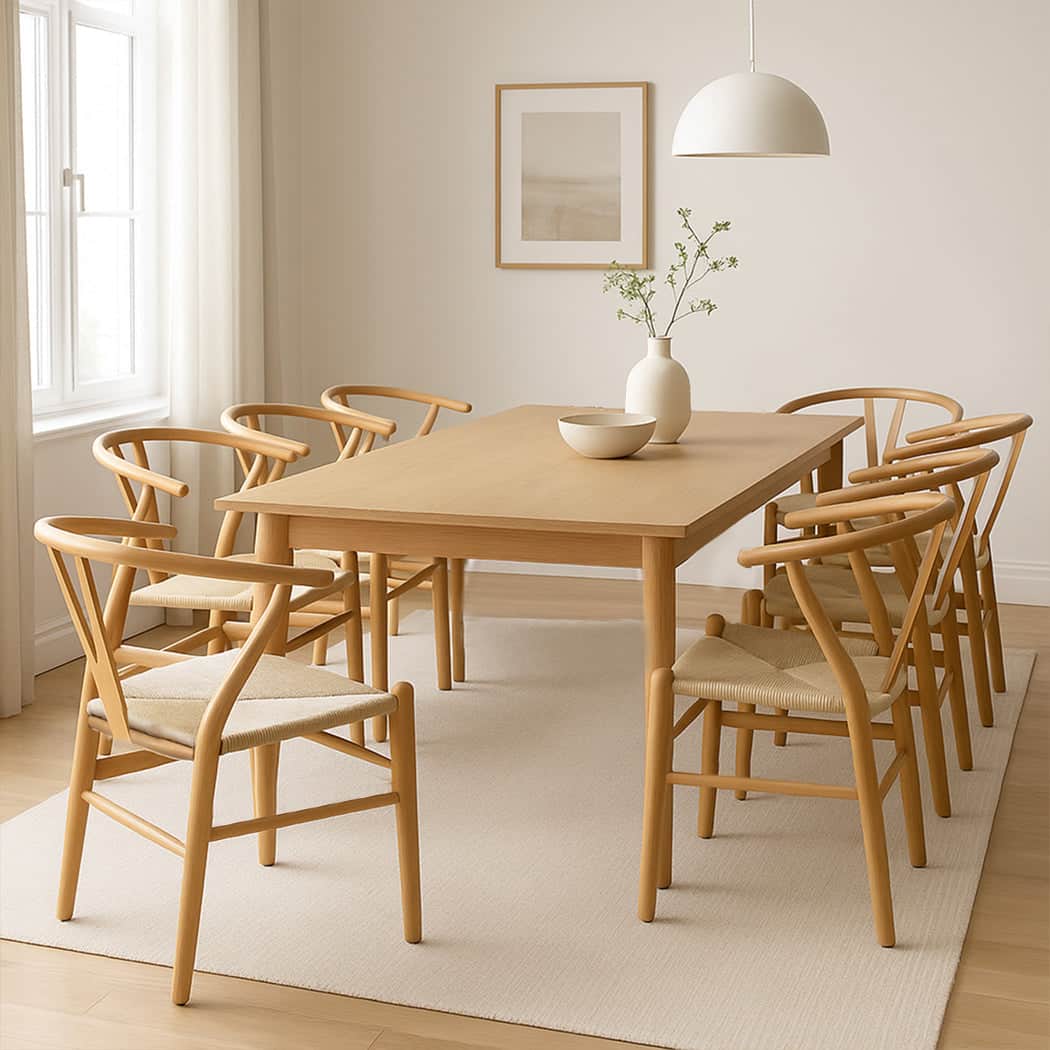 Minimalist 6x Dining Chairs Wooden Hans  Adjustable Height Classic