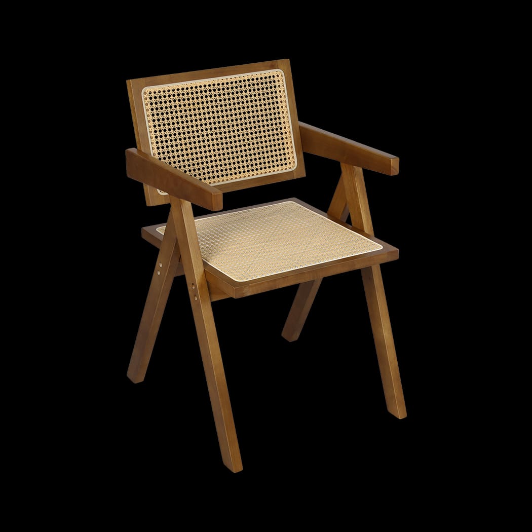 Walnut colour - Minimalist 6x Walnut Wicker Armchair Dining Chair  Space-Saving - photo 12
