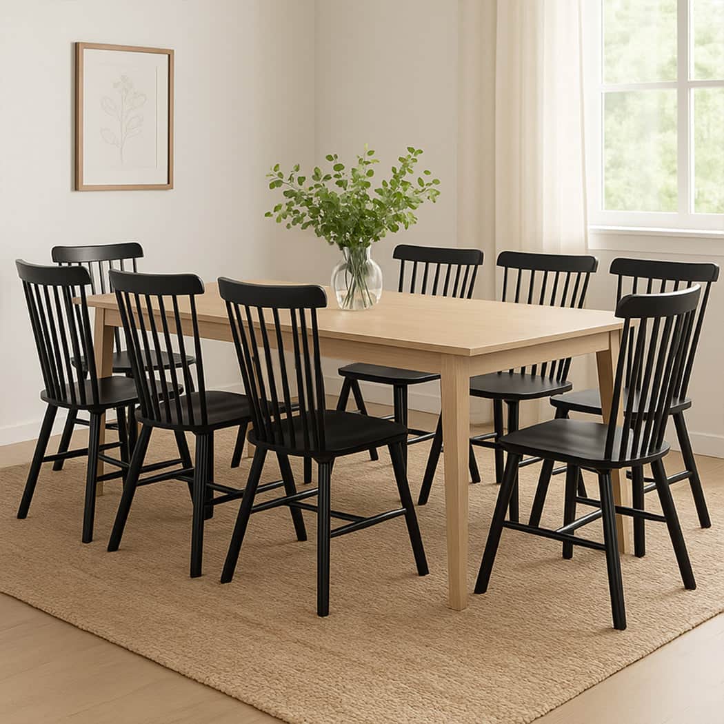 Minimalist 8x Dining Chairs Kitchen Winsor Black  Premium Quality