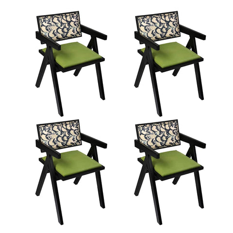 Minimalist Dining Chair Retro Backrest Chair x4  Space-Saving Design