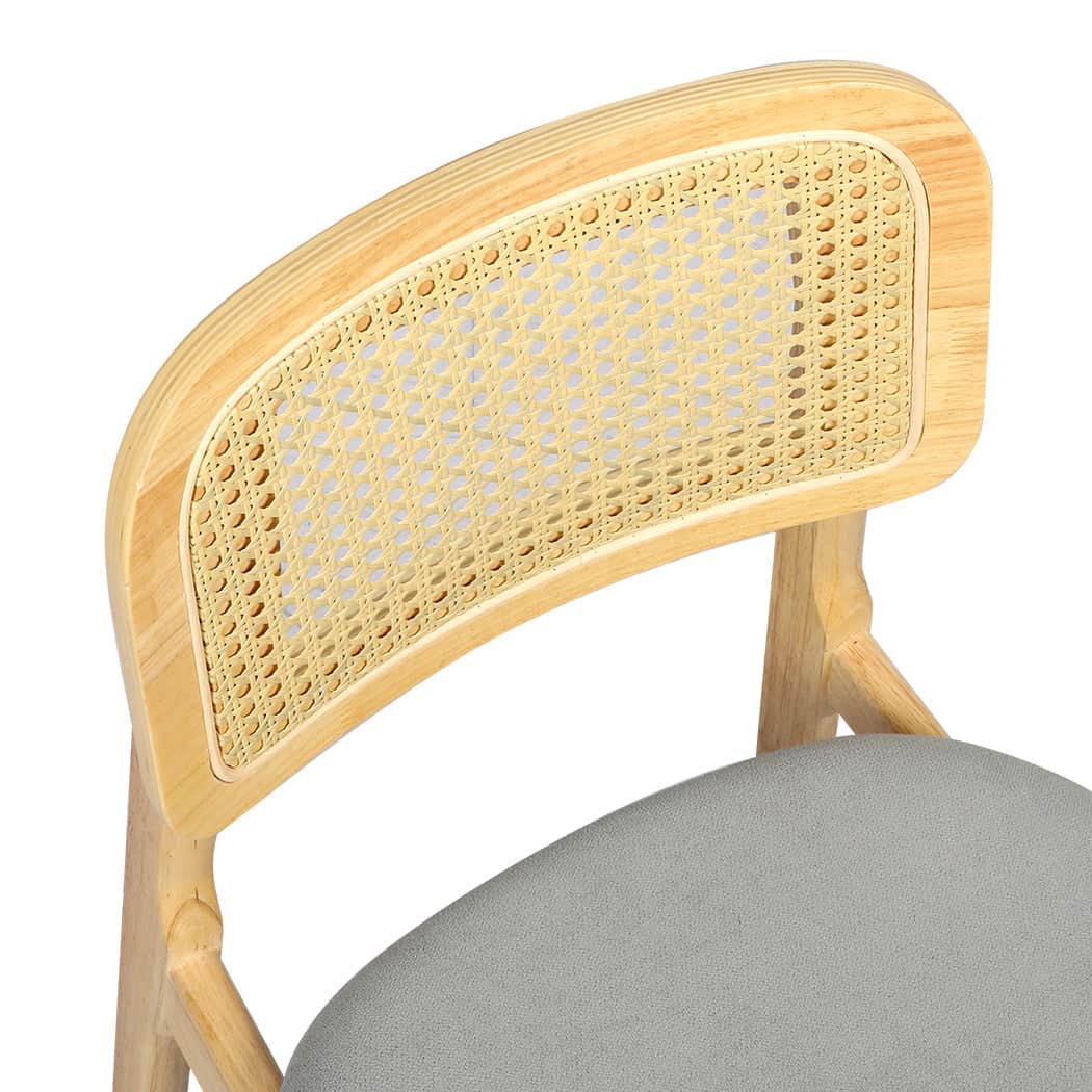 Minimalist Dining Chair Wood Rattan Armless Natural x8  High Back