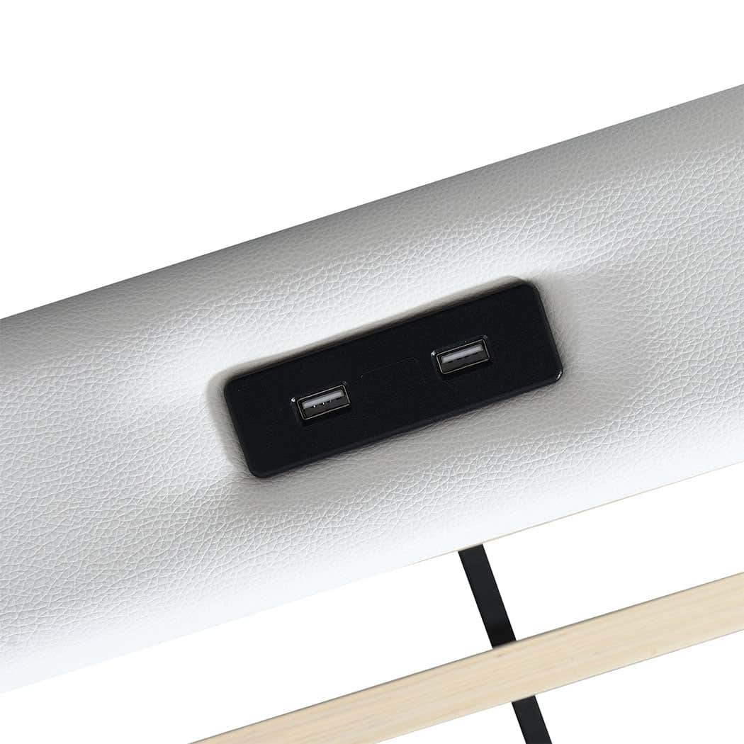 Minimalist Double Bed Frame With Adjustable Headboard White