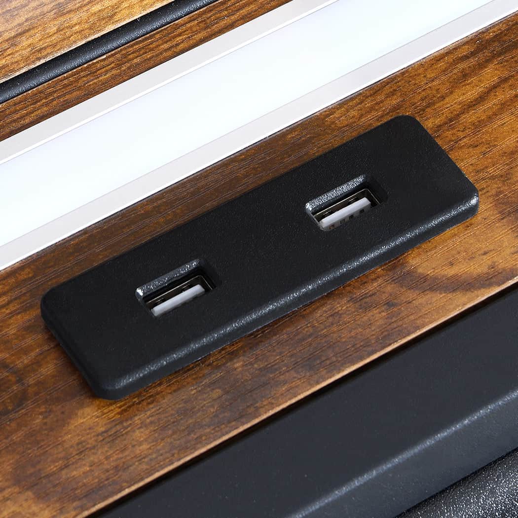 Minimalist Double Metal Bed Frame LED Lights 2 Drawers  Scandi