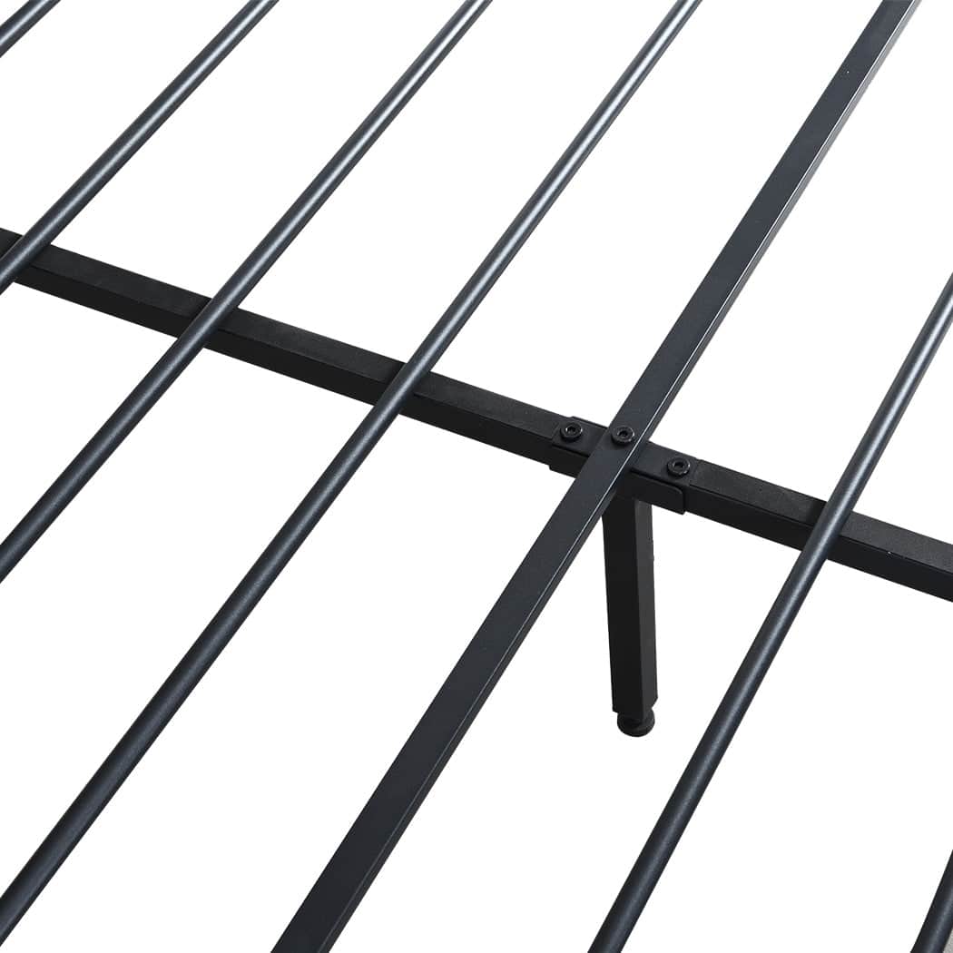 Minimalist Double Metal Bed Frame LED Lights 2 Drawers  Scandi