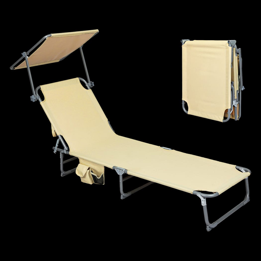 id4 - Minimalist Foldable Lounge Chairs with Canopy Khaki  Soft Cushion - photo 10
