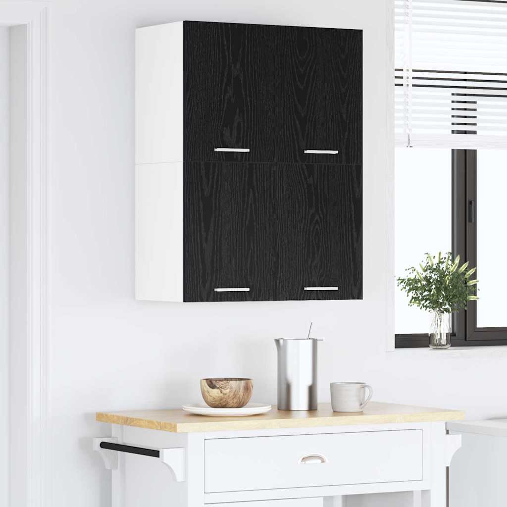 Minimalist Hanging Cabinet Riga 2 pcs Black Oak and White x