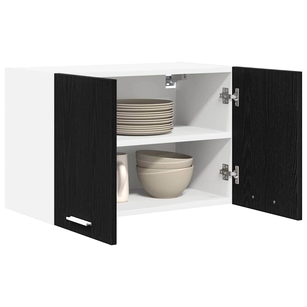 Minimalist Hanging Cabinet Riga 2 pcs Black Oak and White x