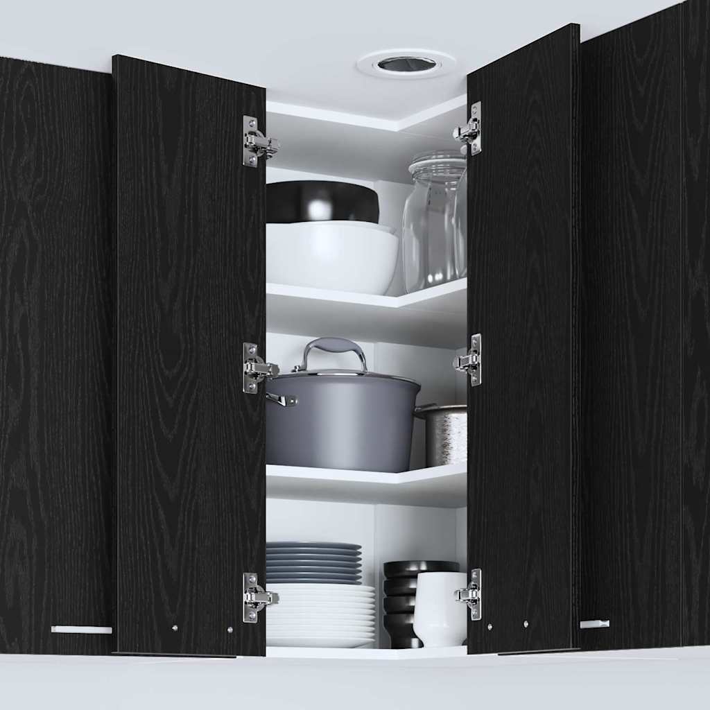 Minimalist Hanging Cabinet Riga Black Oak and White - Sleek Modern | 3vty