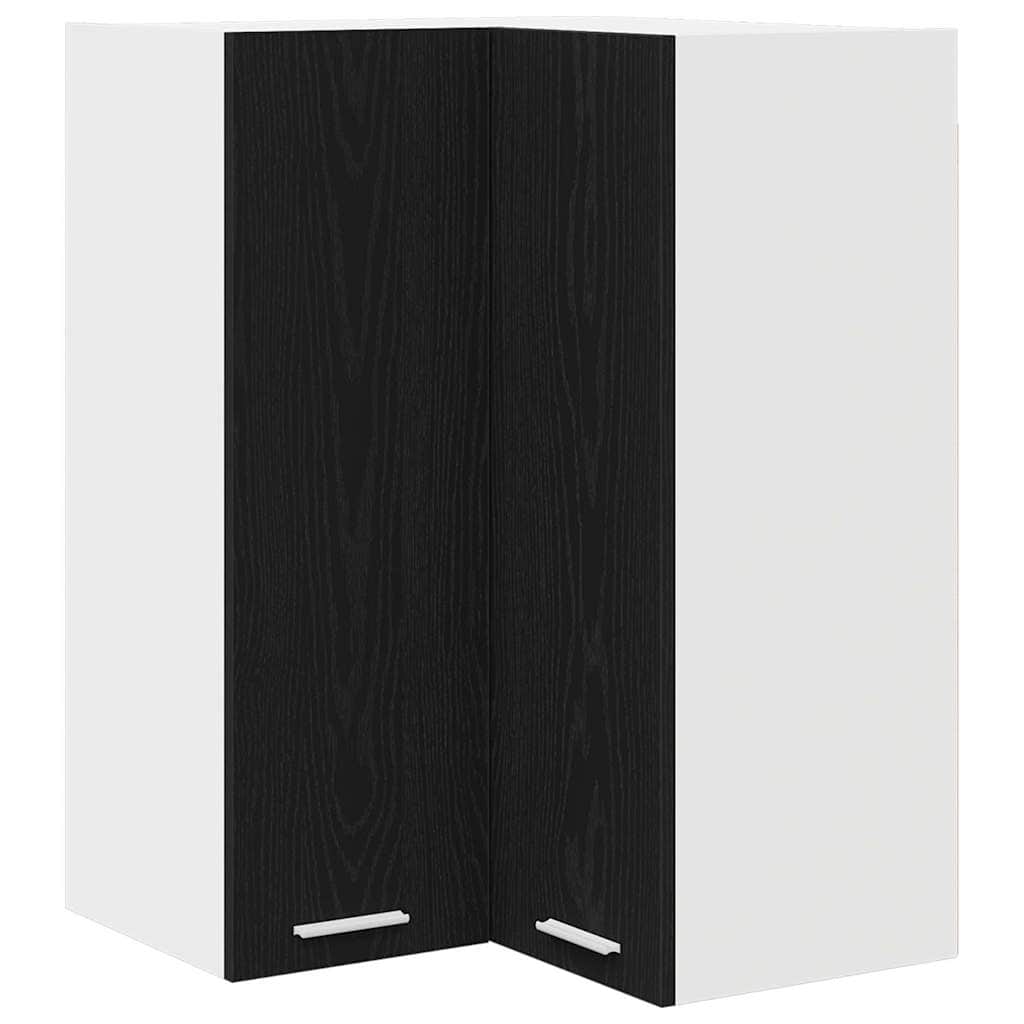 Minimalist Hanging Cabinet Riga Black Oak and White - Sleek Modern