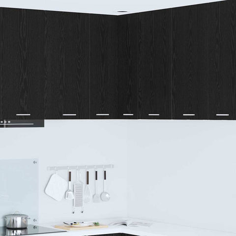 Minimalist Hanging Cabinet Riga Black Oak and White - Sleek Modern