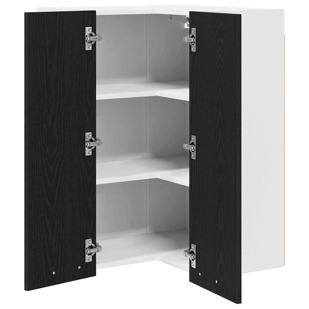Minimalist Hanging Cabinet Riga Black Oak and White - Sleek Modern | Black colour