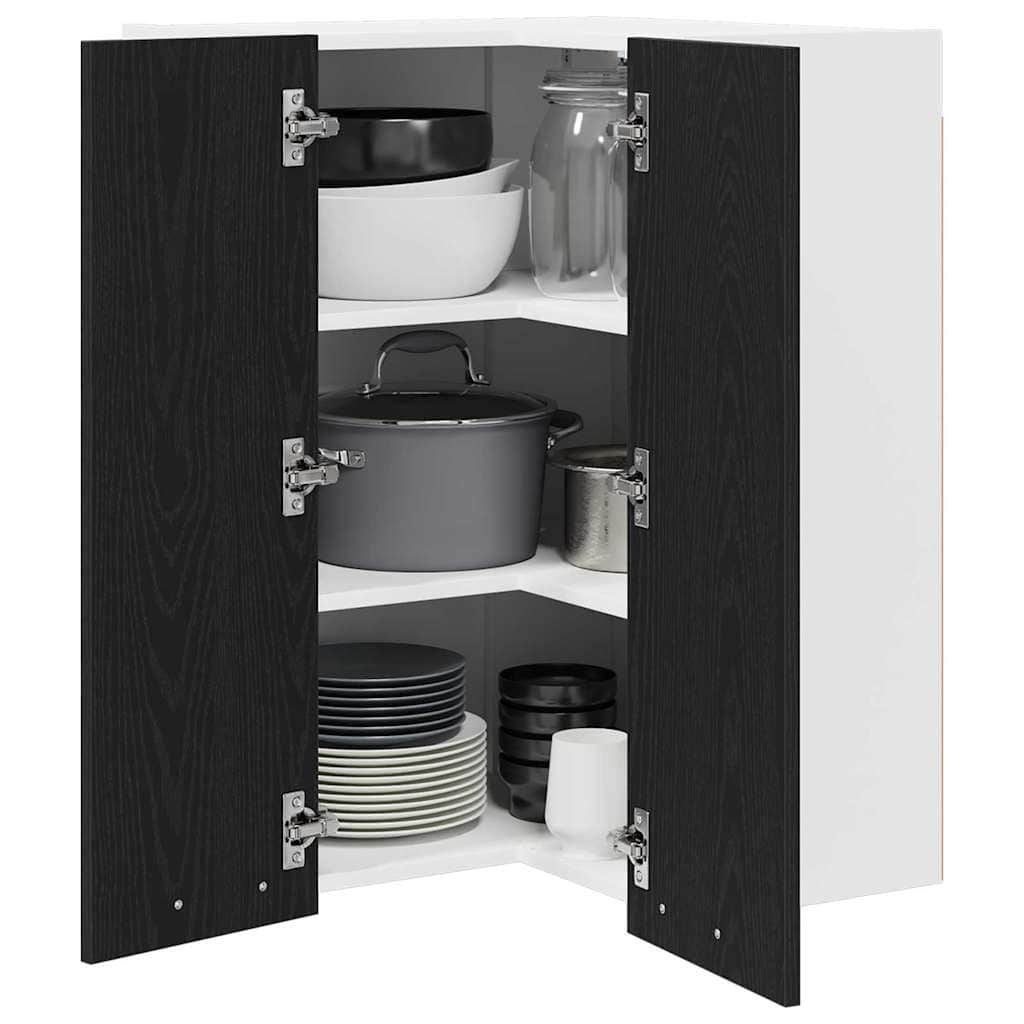 Minimalist Hanging Cabinet Riga Black Oak and White - Sleek Modern
