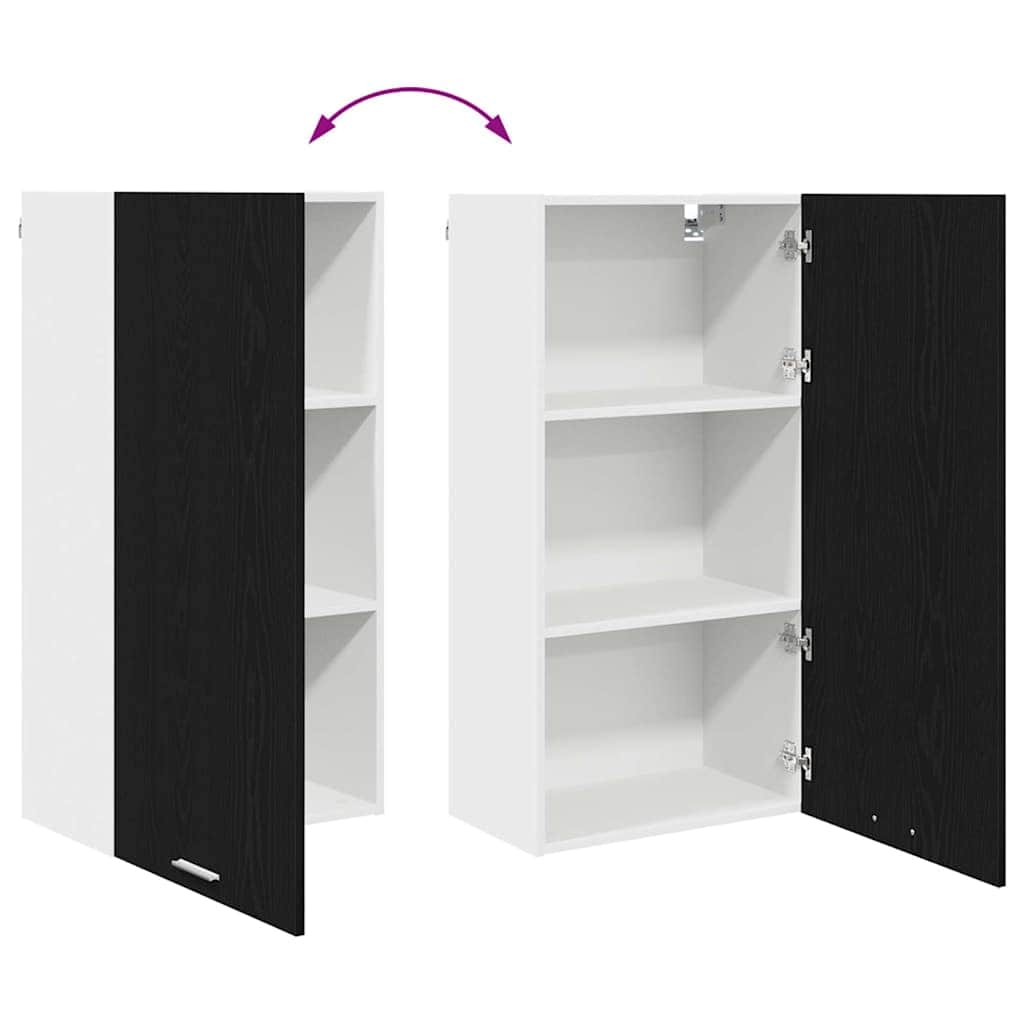 Minimalist Hanging Cabinet Riga Black Oak and White - Sturdy Frame