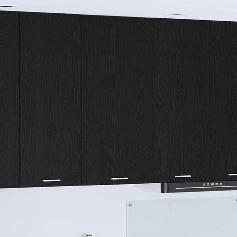 Minimalist Hanging Cabinet Riga Black Oak and White - Sturdy Frame