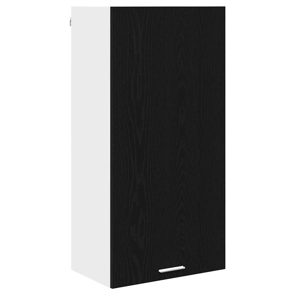 Black colour - Minimalist Hanging Cabinet Riga Black Oak and White - Sturdy Frame