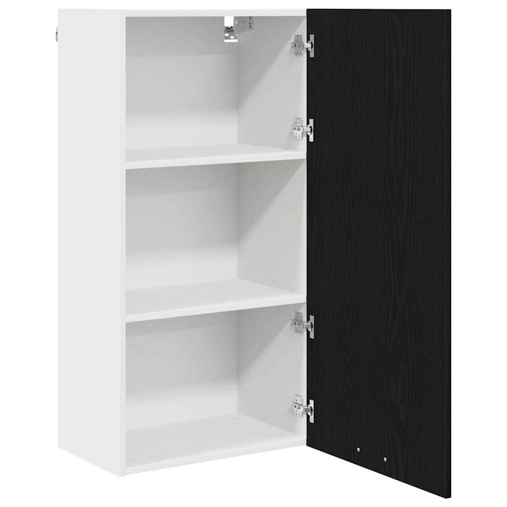 Minimalist Hanging Cabinet Riga Black Oak and White - Sturdy Frame | Black colour
