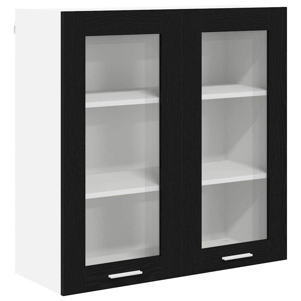 Black colour - Minimalist Hanging Cabinet Riga Black Oak Engineered Wood