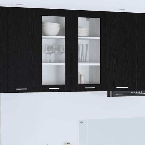 Minimalist Hanging Cabinet Riga Black Oak Engineered Wood