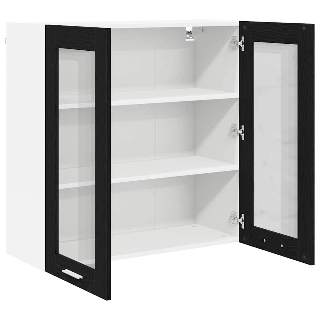 Wood finish - Minimalist Hanging Cabinet Riga Black Oak Engineered Wood
