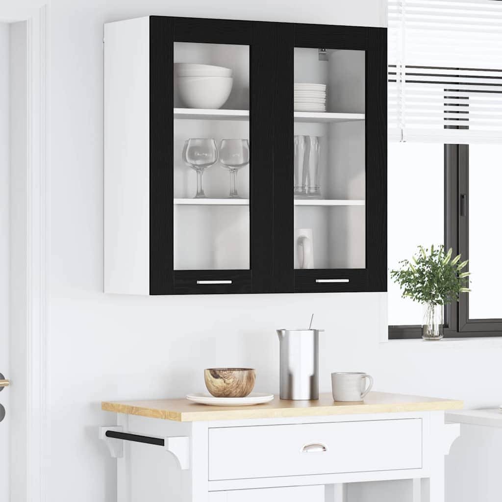 Minimalist Hanging Cabinet Riga Black Oak Engineered Wood