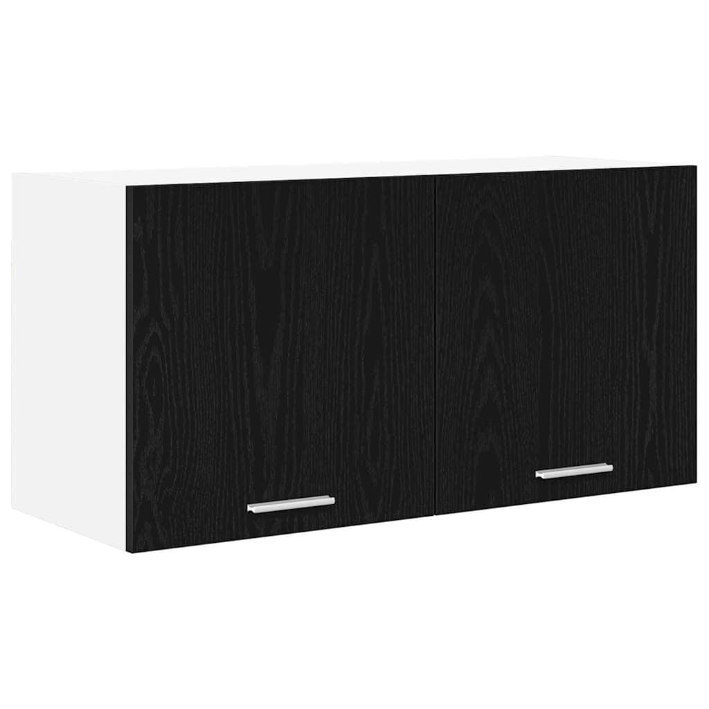 Black colour - Minimalist Hanging Cabinet Riga Black Oak Engineered Wood - Premium