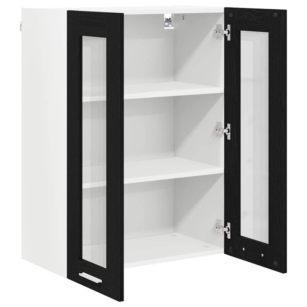 Wood finish - Minimalist Hanging Cabinet Riga Black Oak Engineered Wood - Soft
