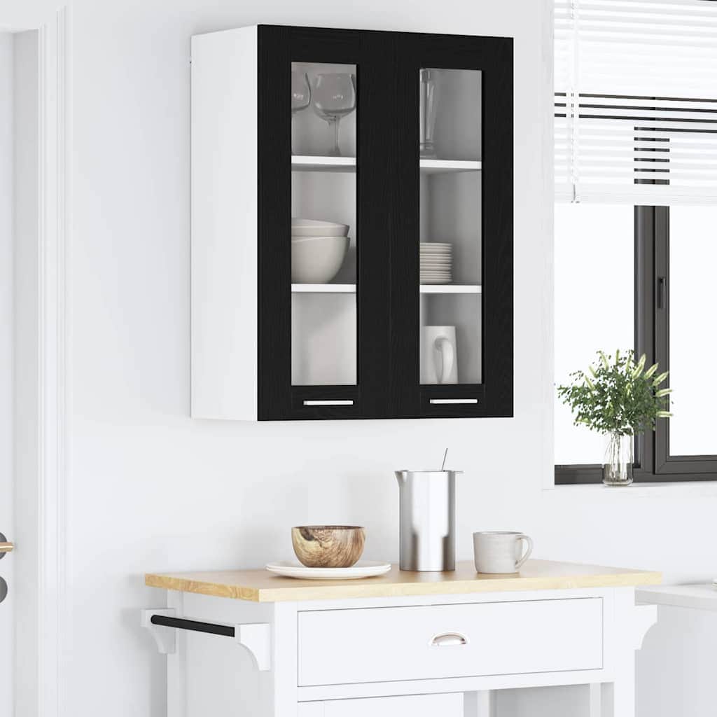 Minimalist Hanging Cabinet Riga Black Oak Engineered Wood - Soft