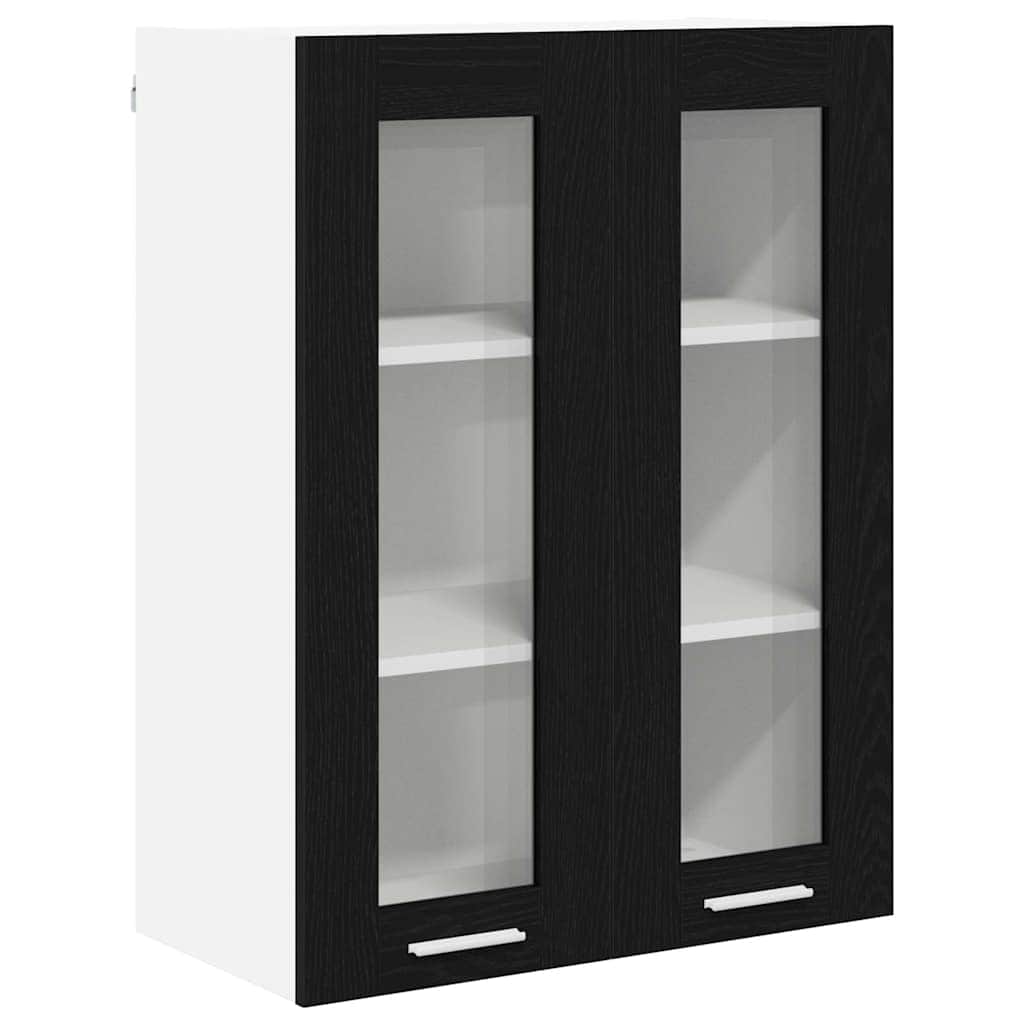 Black colour - Minimalist Hanging Cabinet Riga Black Oak Engineered Wood - Soft