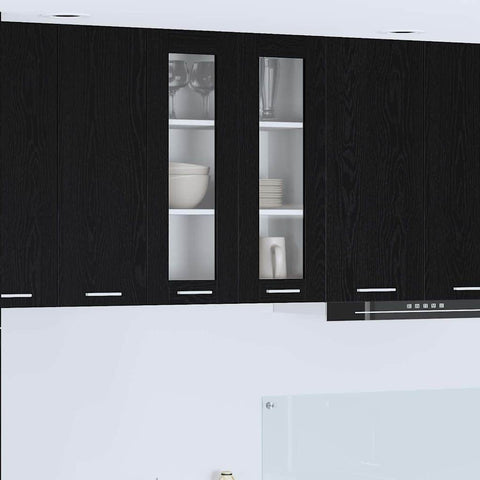 Minimalist Hanging Cabinet Riga Black Oak Engineered Wood - Soft