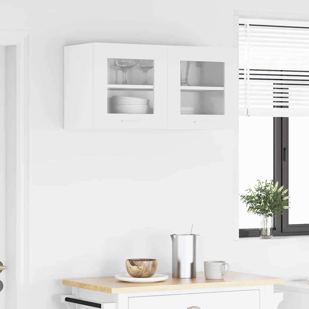 Minimalist Hanging Cabinet Riga White Engineered Wood - Sturdy Frame