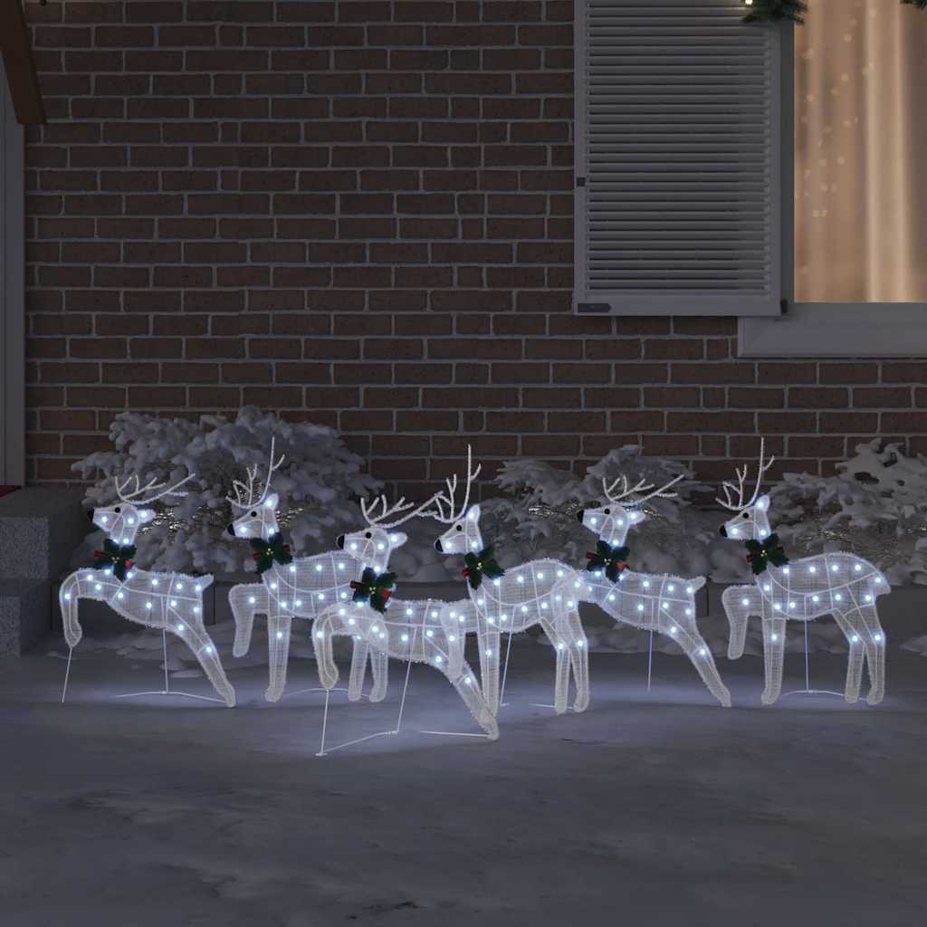 Minimalist LED Reindeers 6 pcs White Fabric - Designer Finish