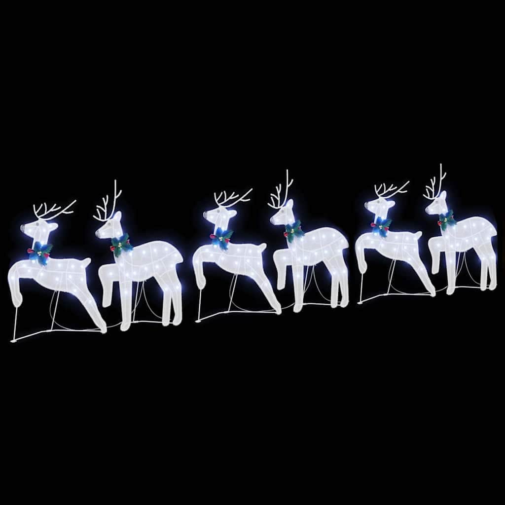 Minimalist LED Reindeers 6 pcs White Fabric - Designer Finish