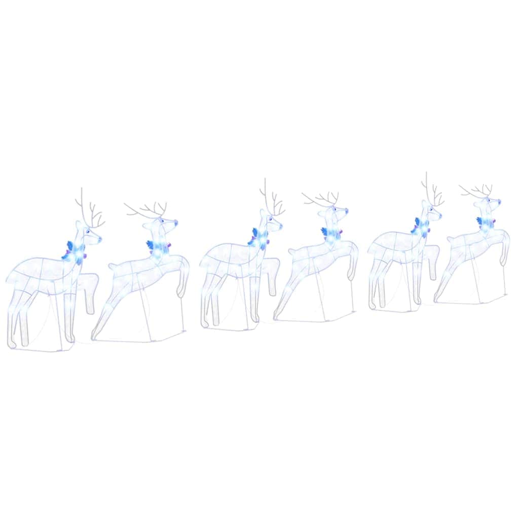Minimalist LED Reindeers 6 pcs White Fabric - Designer Finish