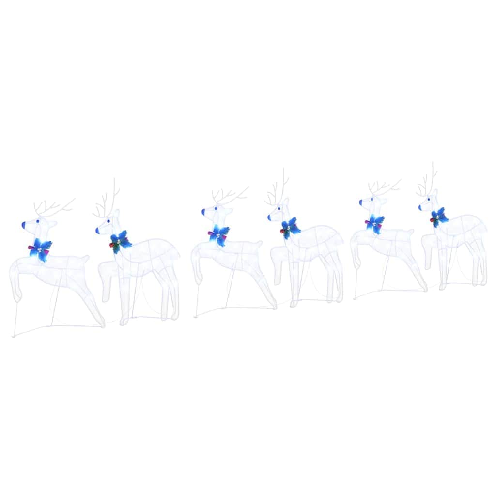 6 Pcs - Minimalist LED Reindeers 6 pcs White Fabric - Designer Finish