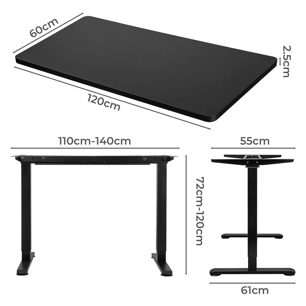 Minimalist Motorised Standing Desk Adjustable 120cm Black 800x 1.5MM
