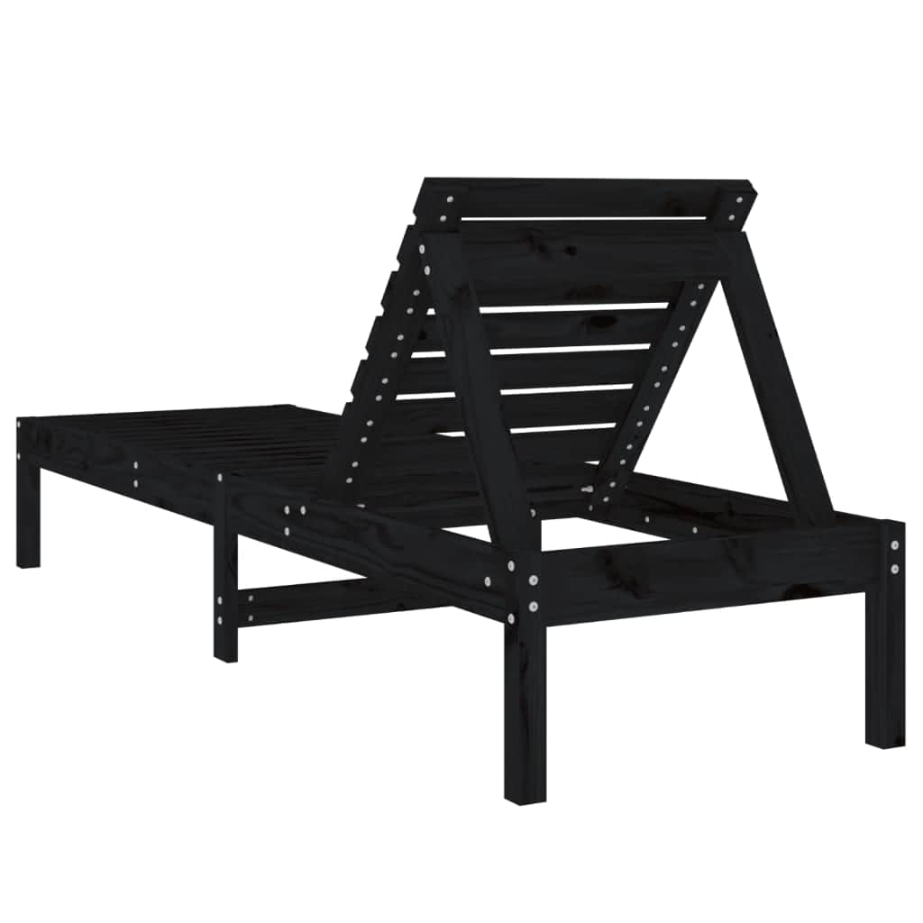Minimalist Sun Loungers 2 pcs Black Patio Setup Modern Living