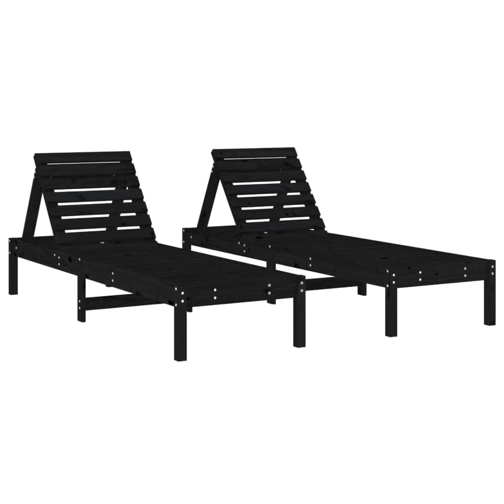 Minimalist Sun Loungers 2 pcs Black Patio Setup Modern Living
