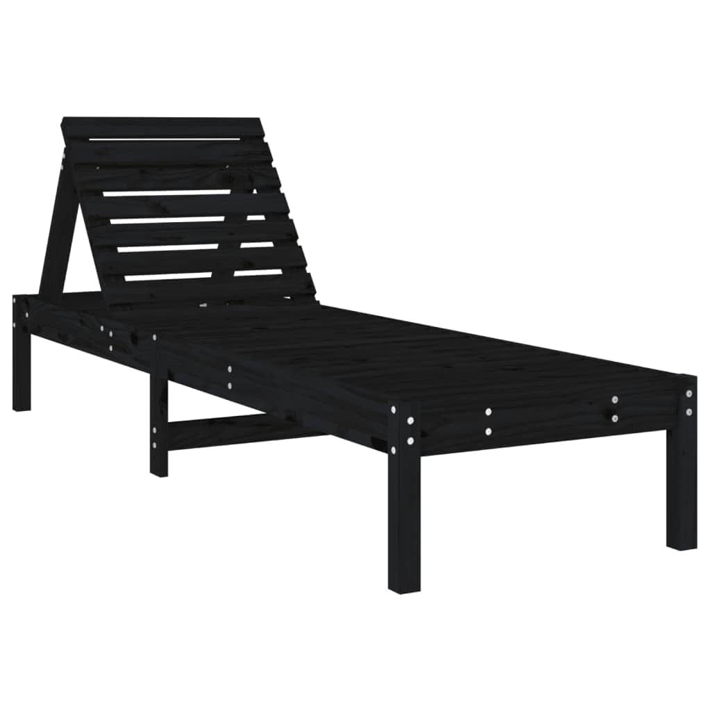 Minimalist Sun Loungers 2 pcs Black Patio Setup Modern Living