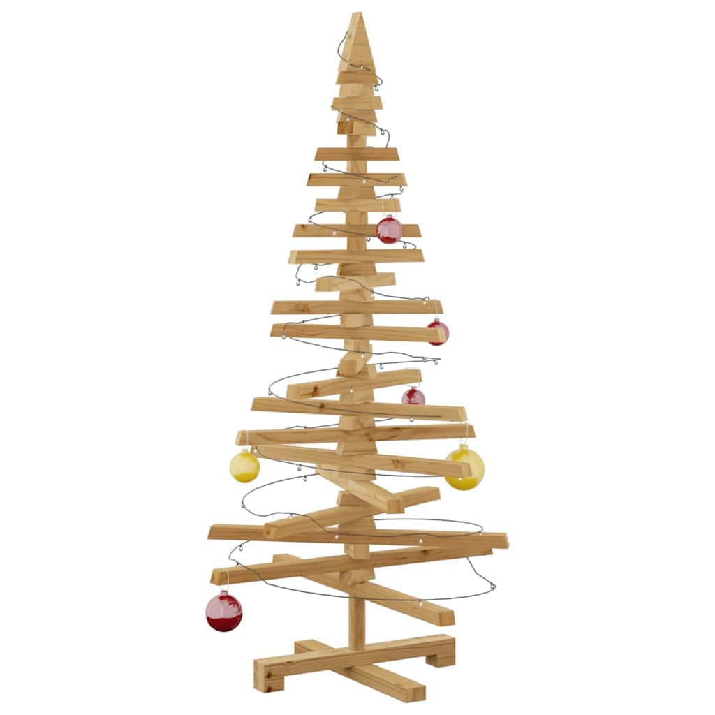 Minimalist Wooden Christmas Tree with Stand Brown 120cm Solid pine wood