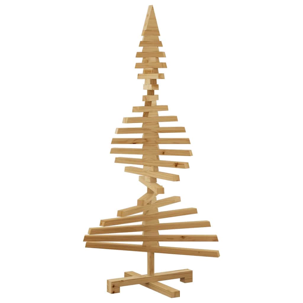 Minimalist Wooden Christmas Tree with Stand Brown 120cm Solid pine wood