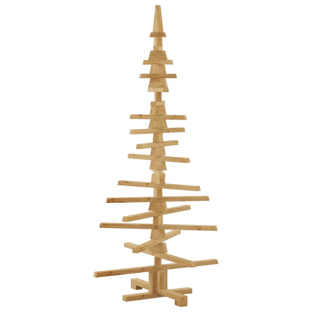 Minimalist Wooden Christmas Tree with Stand Brown 150cm Solid pine wood
