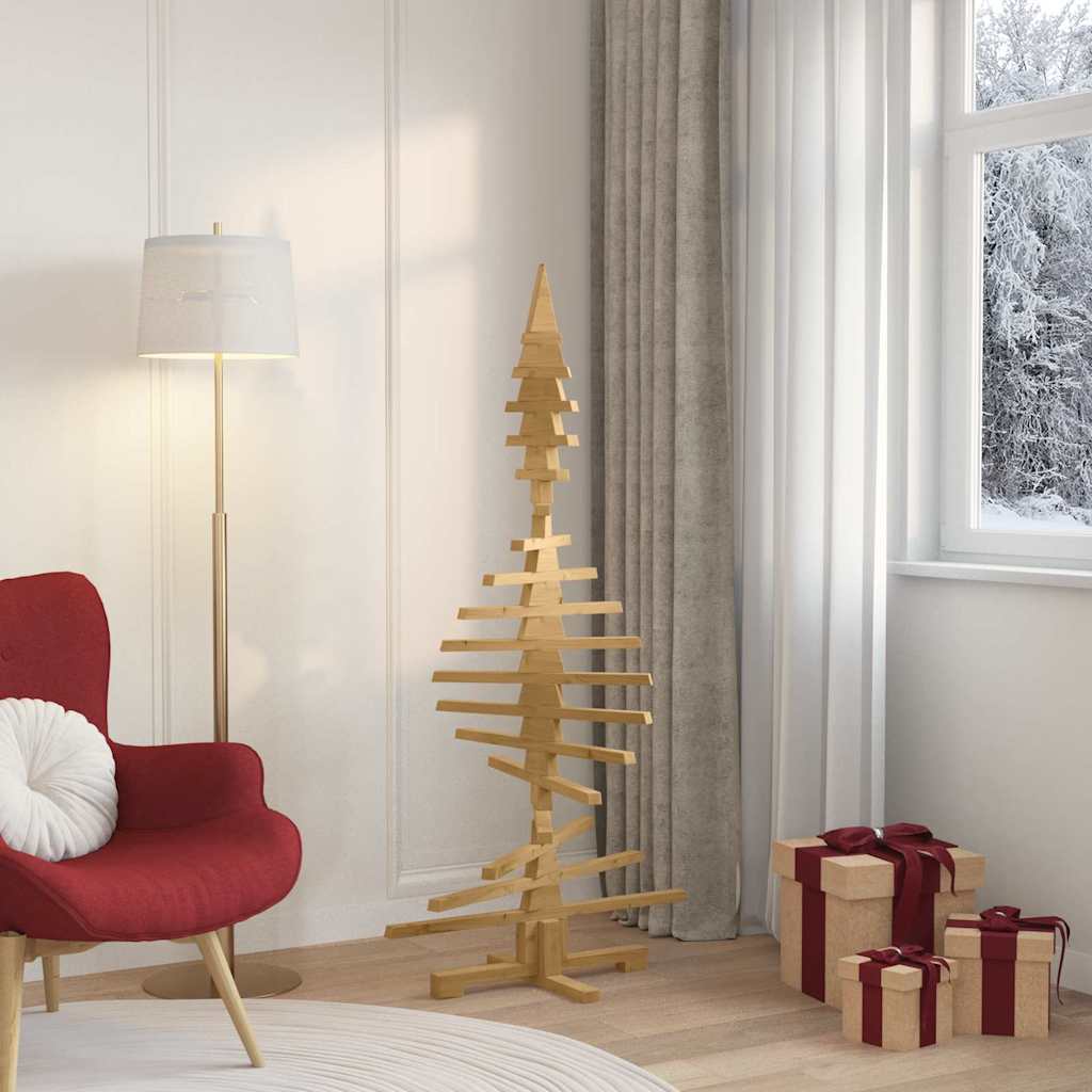 Minimalist Wooden Christmas Tree with Stand Brown 150cm Solid pine wood